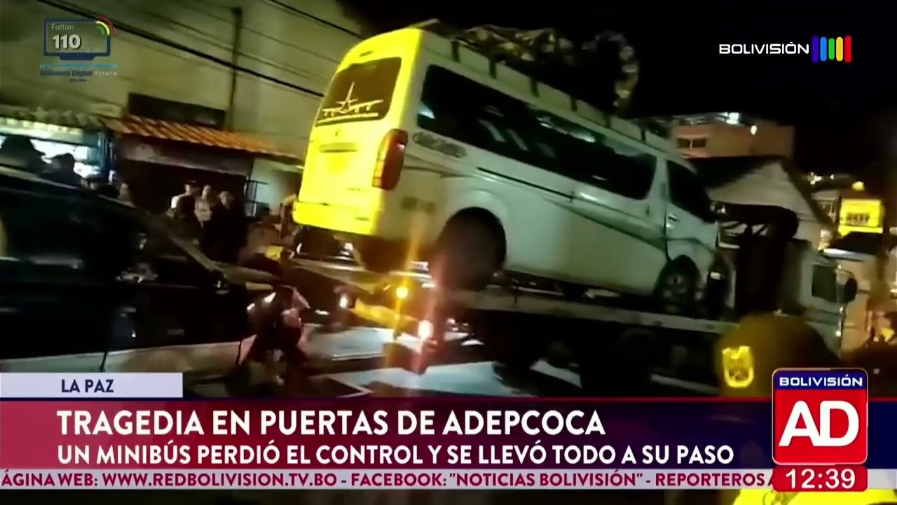 Tragedia en puertas de ADEPCOCA: minibús pierde control y causa destrozos
