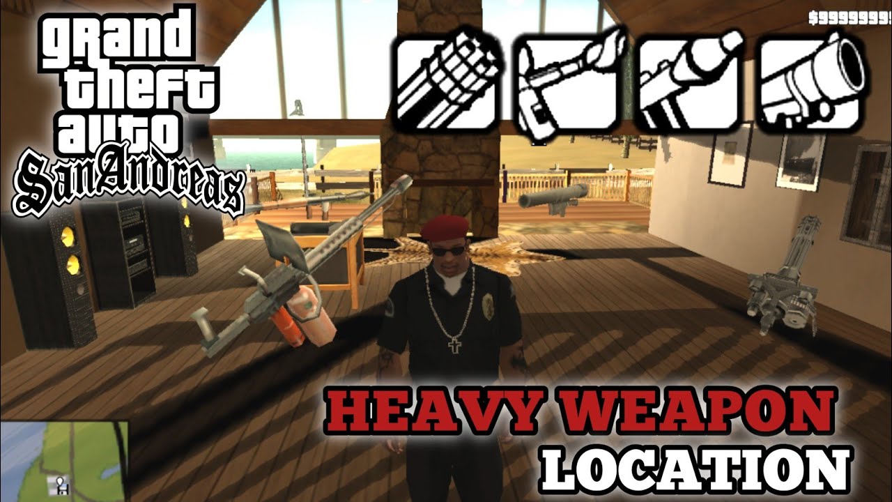 GTA San Andreas where to find heavy weapon rocket launcher, minigun, bazooka and flamethrower
