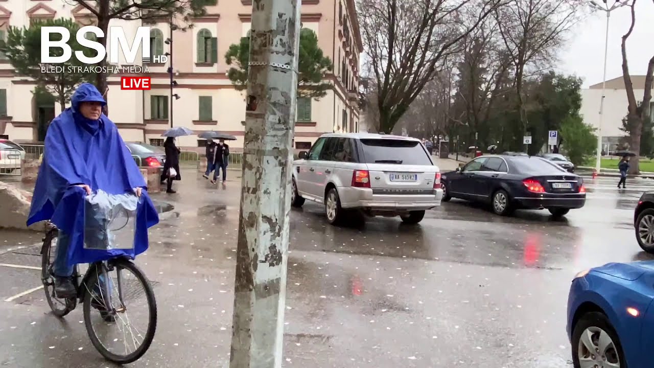 Walking in the rain - Rainy & windy day in Tirana, Albania | Shqipëria LIVE Cam (9 Shkurt 2021) [HD]