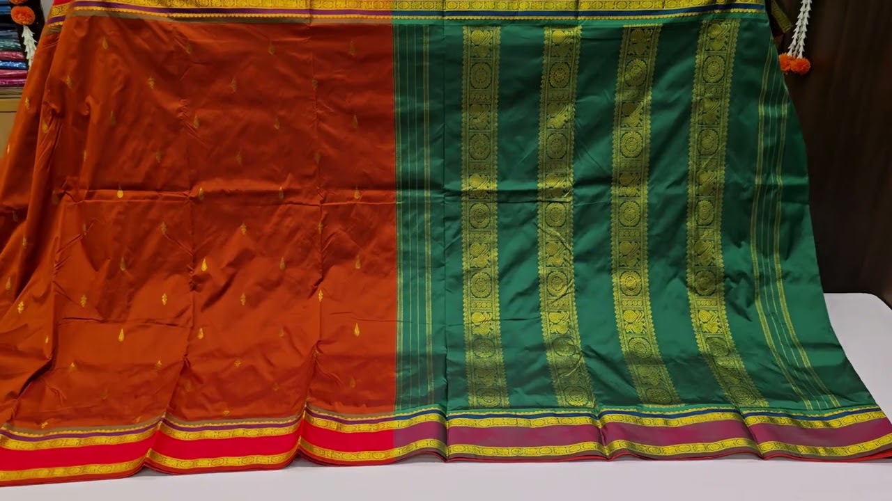 Rust iyengar madisar semi silk saree SS5043 #rust #9yards #semisilksarees #madisarsarees #handloom