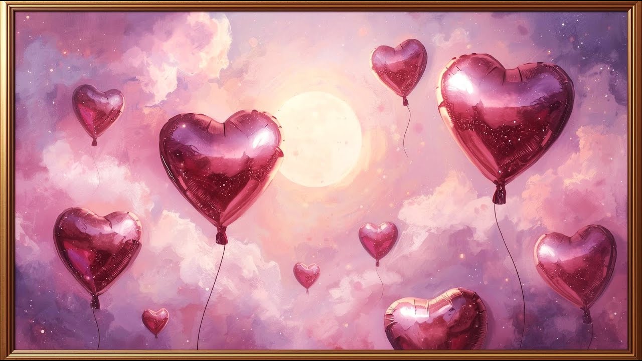 Valentine&rsquo;s Day Frame TV Art Screensaver 4K | Romantic Heart Balloons TV Galentine's Background