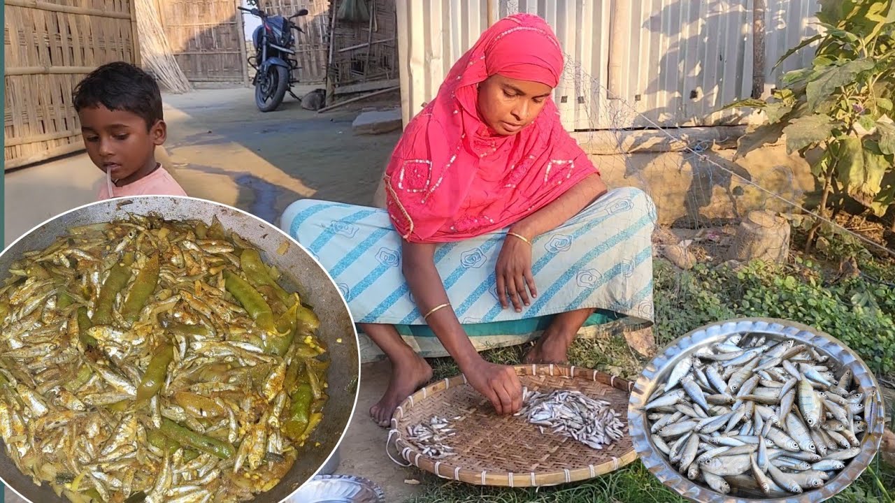 নদীর ছুট ছুট জ্যান্ত চেলা মাছ মাইরা আলু বেগুন সিম দিয়ে চচ্চড়ি রান্না| choto macher chorchori 