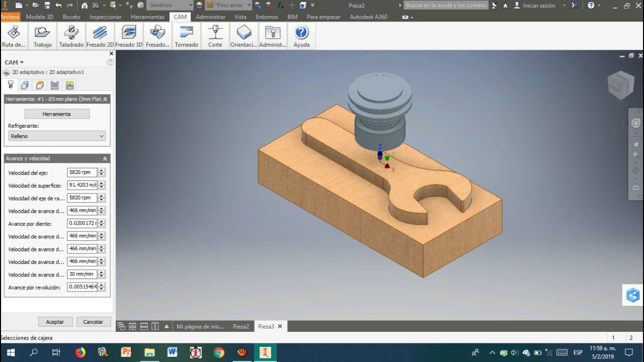 Tutorial CAD/CAM en Inventor para Llave inglesa