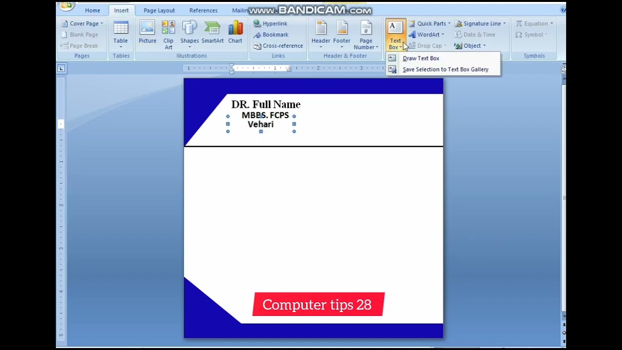 🎓 Dr.card Design in Microsoft Word | Full Process#carddesigner #Doctorcarddesign