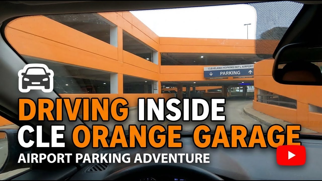 Driving Inside Orange Parking Garage at Cleveland International Airport