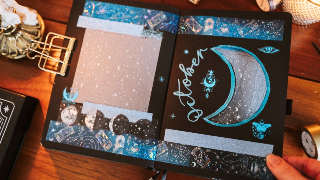 October Bullet Journal Setup 🌙 Celestial theme with CRYPTIDS | Mystery Journal