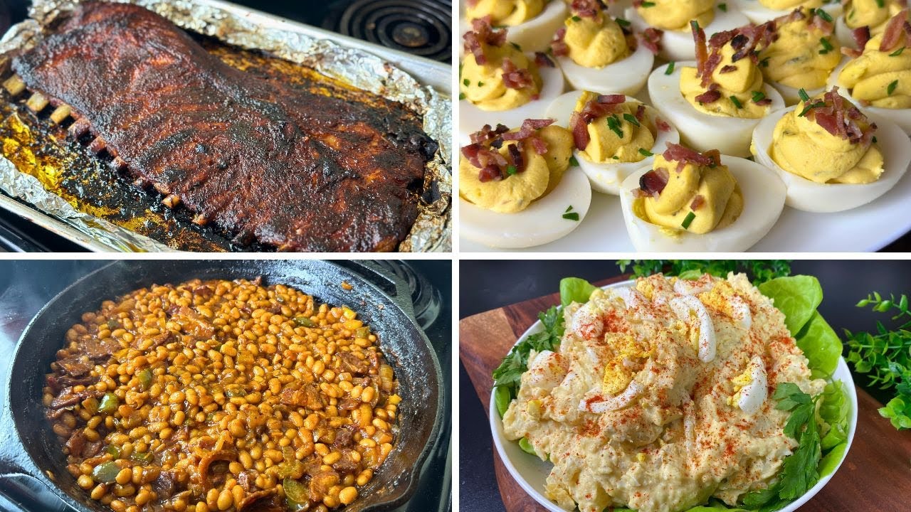 Soul Food! Hot Honey Ribs, Baked Beans FROM SCRATCH, Ranch Potato Salad, Bacon Deviled Eggs
