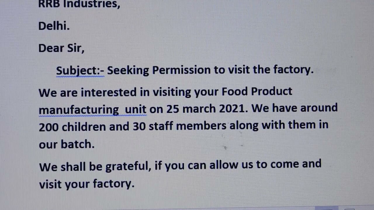 How To Write Permission Letter To Visit Factory//Letter Writing//