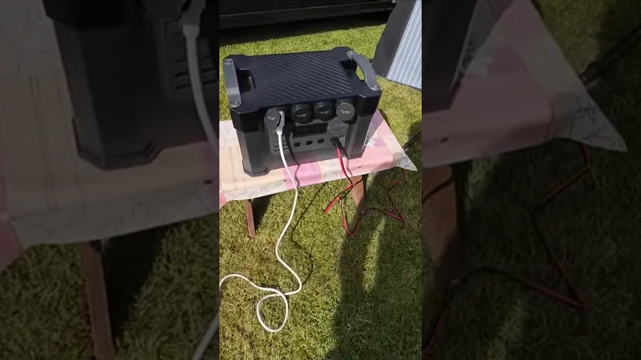 Grill elektryczny zasilany bankiem energii Allpowers S 2000 i panel słoneczny # #vanlive #kamp