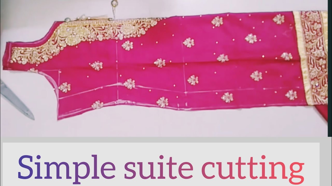 part 1 _Heavy embroidery suit piece cutting step by step in Hindi#cutting#suitcuttingforbeginner