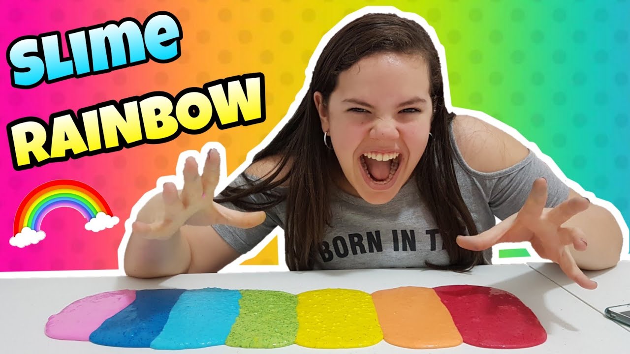 FAZENDO SLIME RAINBOW DECORADA