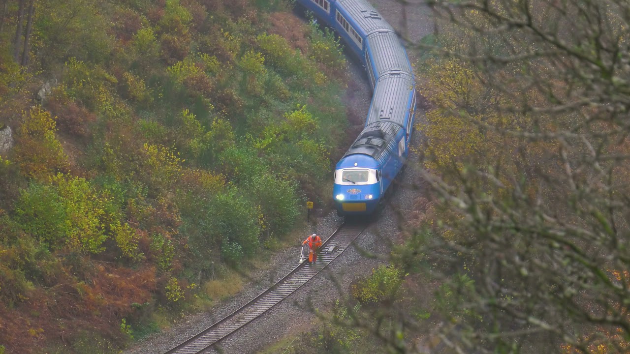 12/11 The 'Whitby Jet' Blue Pullman HST struggles for traction on a slippery railhead on the EVL