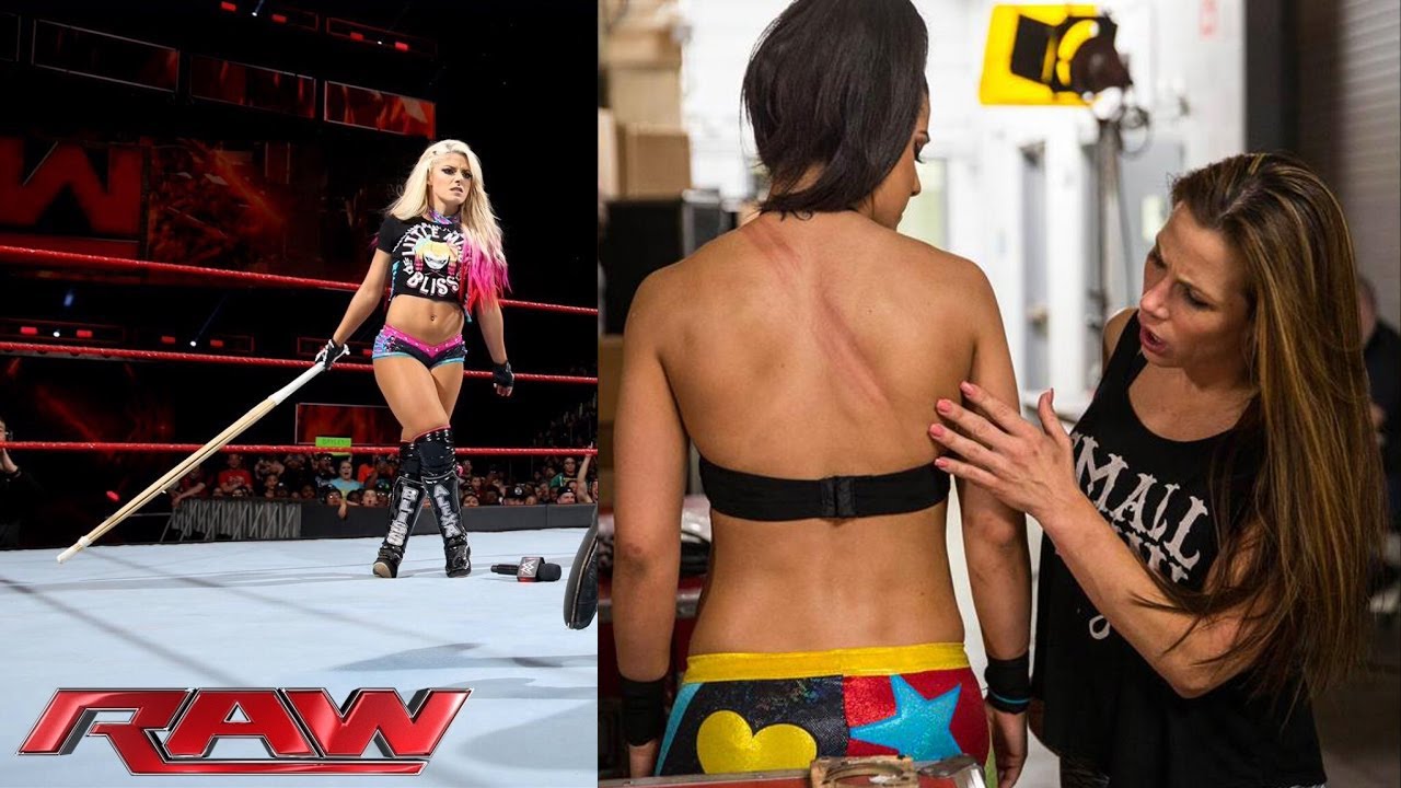 See the effects of Alexa Bliss&rsquo; Kendo stick attack on Bayley