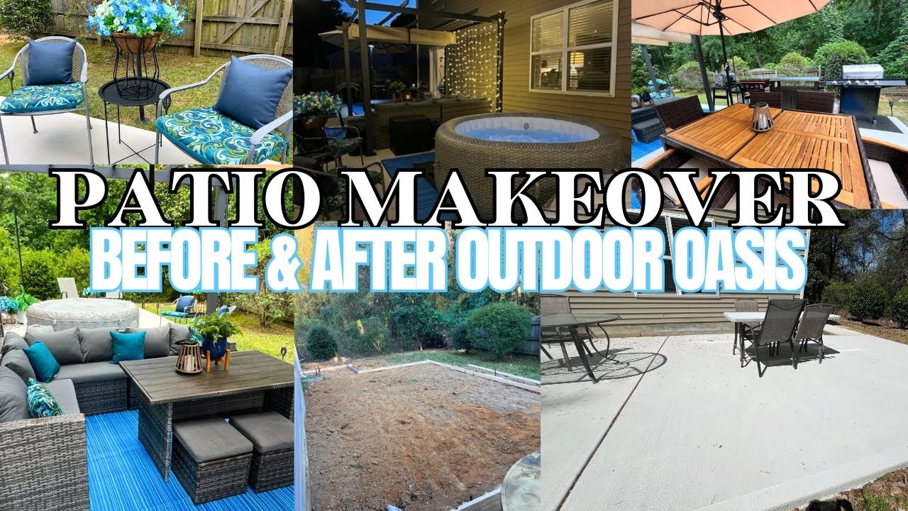 BEFORE & AFTER - PATIO TRANSFORMATION INTO OUTDOOR OASIS - PATIO MAKEOVER - HOT TUB, GAMES & MORE