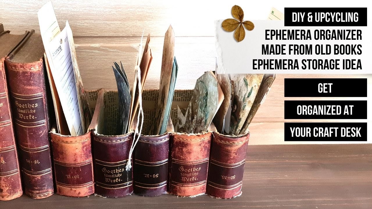 DIY EPHEMERA ORGANIZER MADE FROM OLD BOOKS - EPHEMERA STORAGE FOR YOUR CRAFT DESK