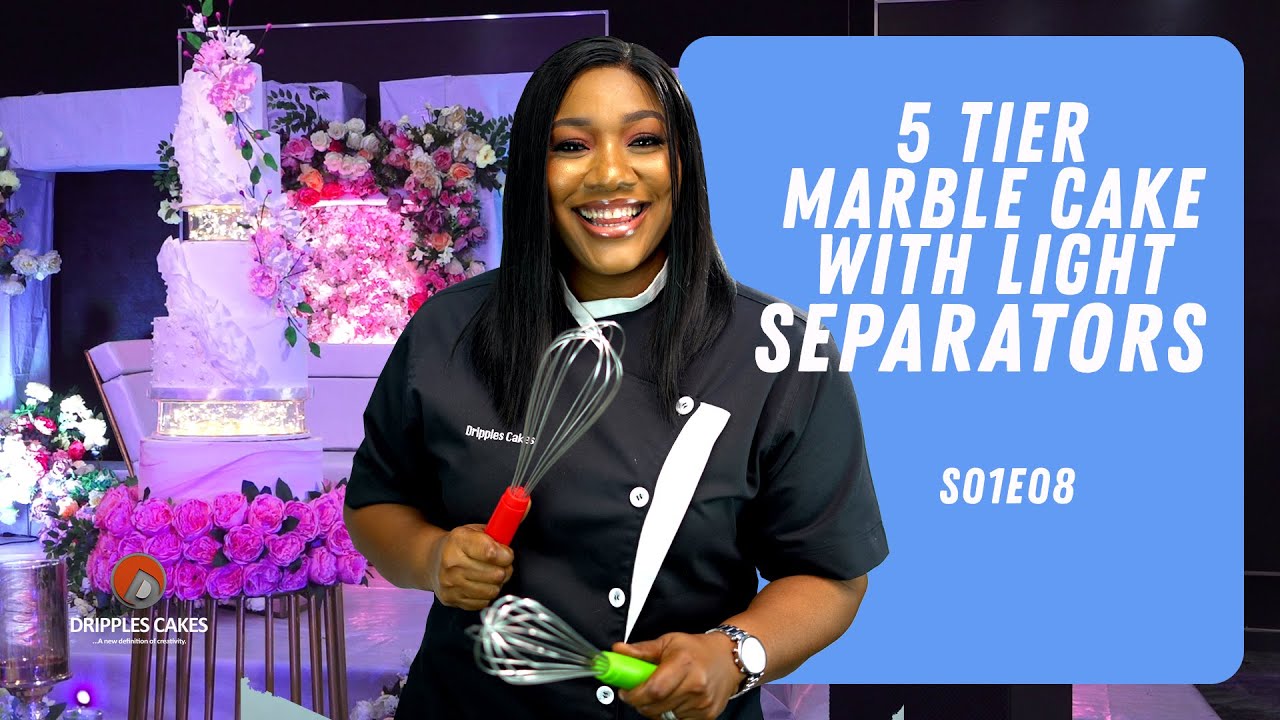 BAKE THAT CAKE WITH DRIPPLES : S01E08 : 5 TIER MARBLE CAKE WITH LIGHT SEPARATORS!!!