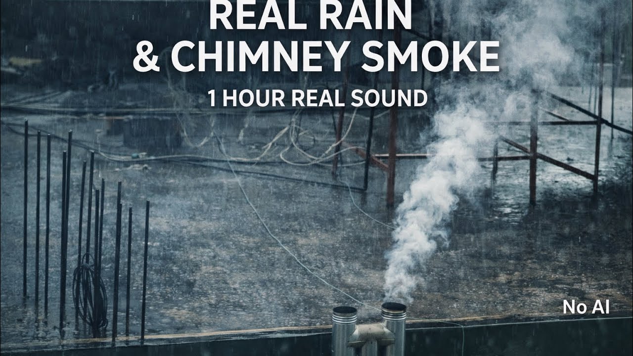 Real Rain & Chimney Smoke Sounds | Cozy Rain Ambience for Sleep (1 Hour)