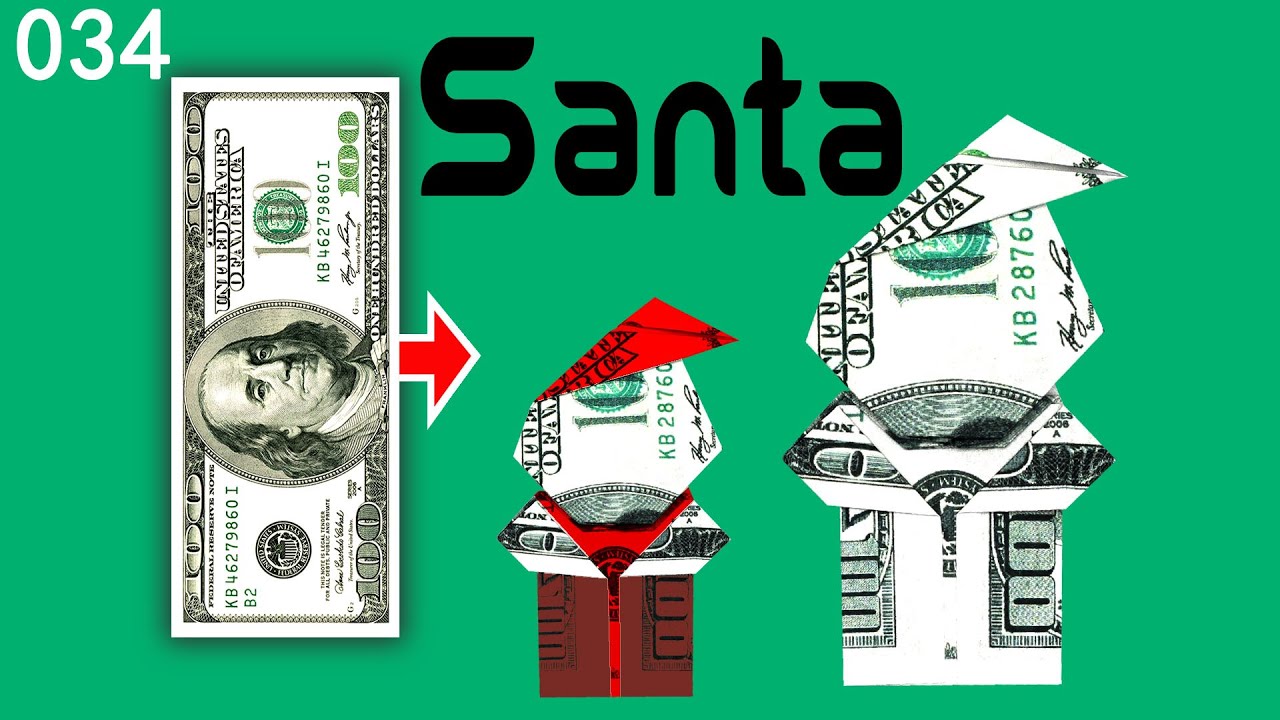 Origami Money Santa | Origami Santa | Origami Dollar Santa