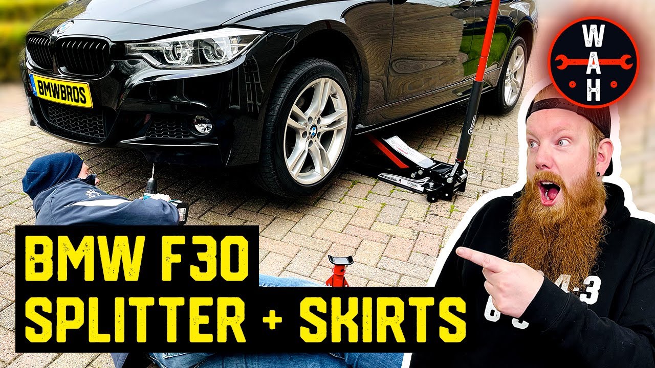 How to install front SPLITTER + SIDE SKIRT extensions on BMW F30 2017 RIEGER TUNING [Wrench At Home]