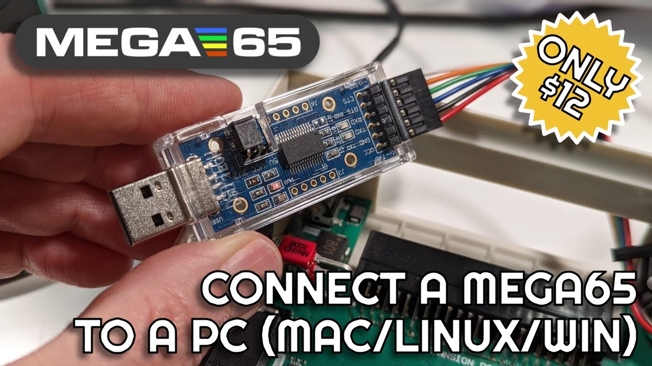 Connect a MEGA65 to a Mac/PC using a USB Serial Adapter.