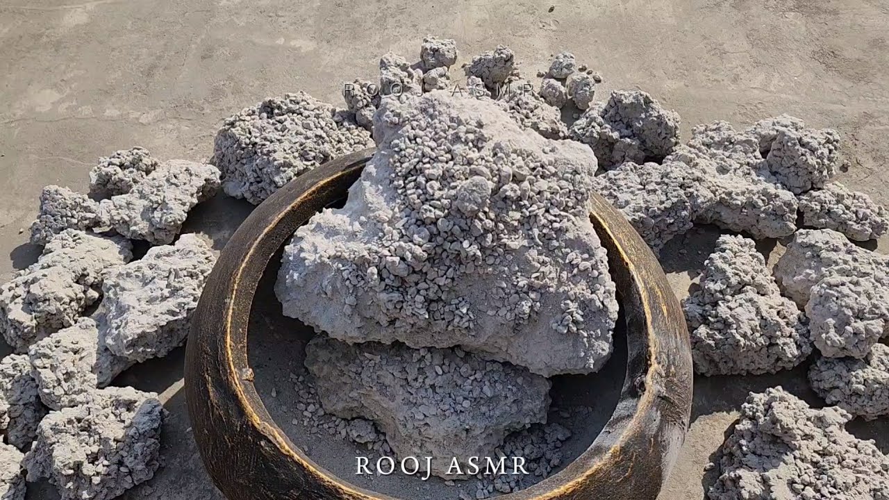 Tile Grout + Concrete Leftover Chunks Crumbling in New Claypot😍INSANE DUST STORM💨💨Don't miss this!