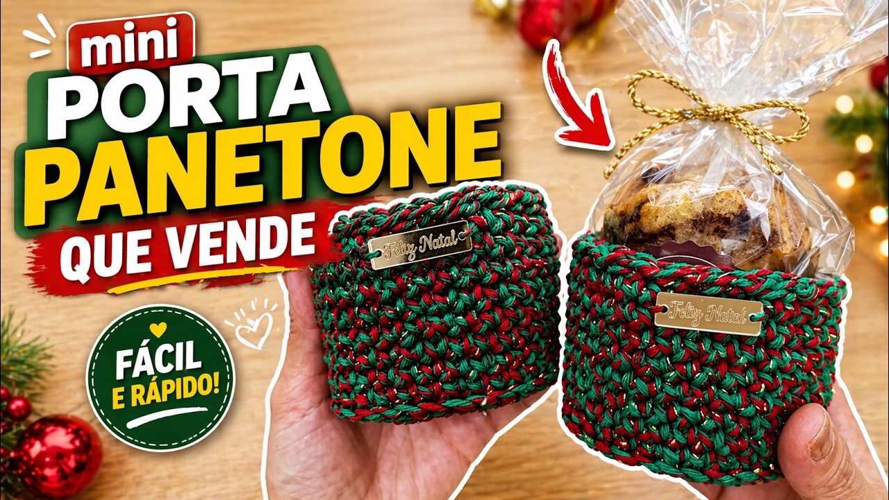 Mini porta Panetone de Crochê - Lembrancinha Natalina Fácil de fazer - Claudinha Crochet