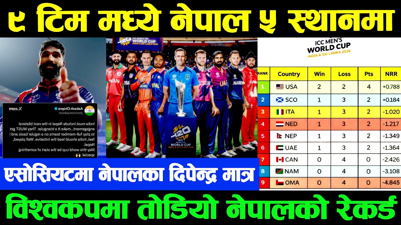 विश्वकपमा तोडियो नेपालको खराब रेकर्ड |९ एसोसियट टिम मध्ये नेपालको स्थान ?  दिपेन्द्रको नाममा रेकर्ड