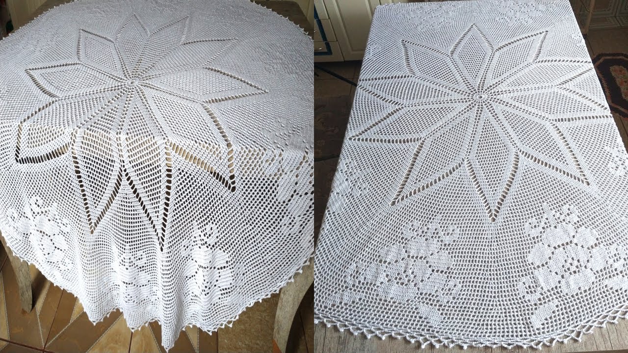 TOALHA DE MESA REDONDA DE CROCHÊ FLORADA!