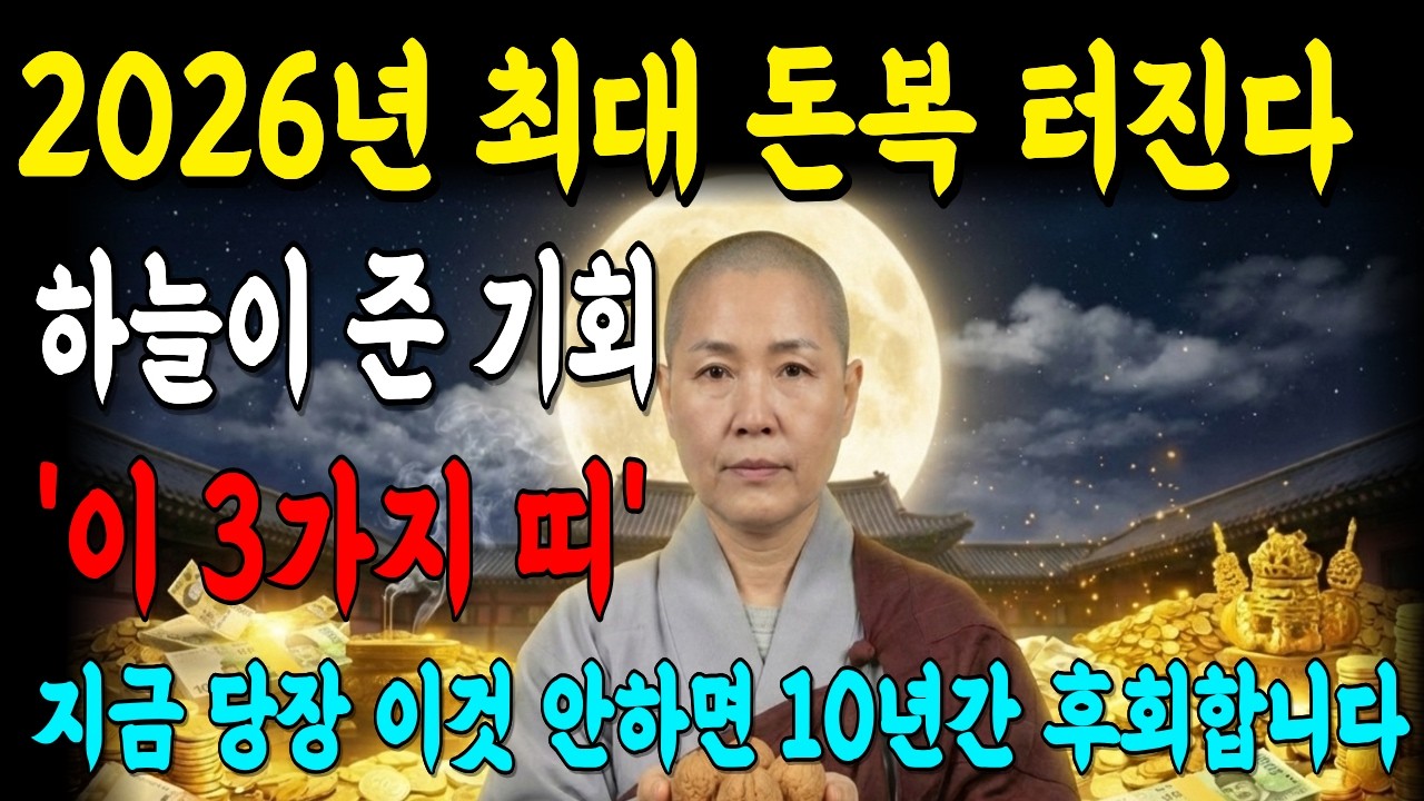 병오년 2026년 하늘이 돕는 재물운 폭발하는 3가지 띠! | 지금 당장 '이것' 준비하세요, 반야인생상담소 비밀 비방