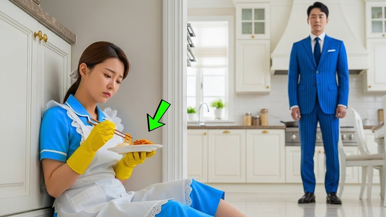 재벌은 예고 없이 집에 돌아왔다가, 구석에 숨어 남은 음식을 먹고 있는 청소부를 보고 깊은 감동을 받았다