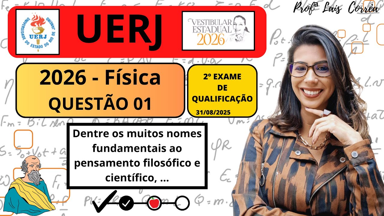 🟠 FÍSICA / UERJ 2026 / QUESTÃO 1 / 2° EQ / Dentre os muitos nomes fundamentais ao pensamento (...)