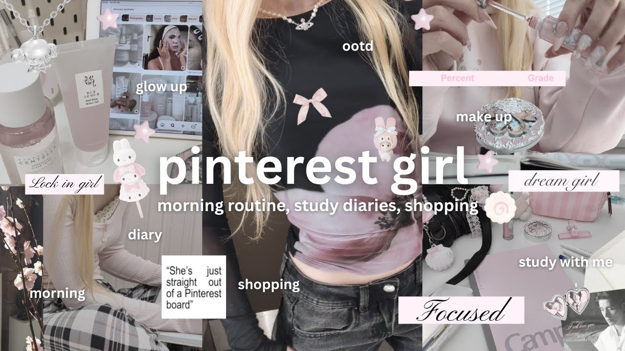 LIVING LIKE PINTEREST GIRL 🎐🖇️ | cleaning, skincare, makeup, my bag, study diaries, aesthetic, pink
