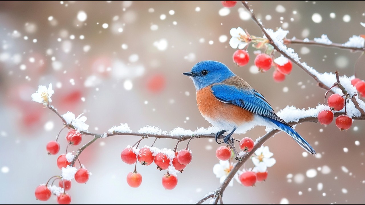 Winter Snowfall & Soft Birdsong ❄️ Music for Calm and Serenity