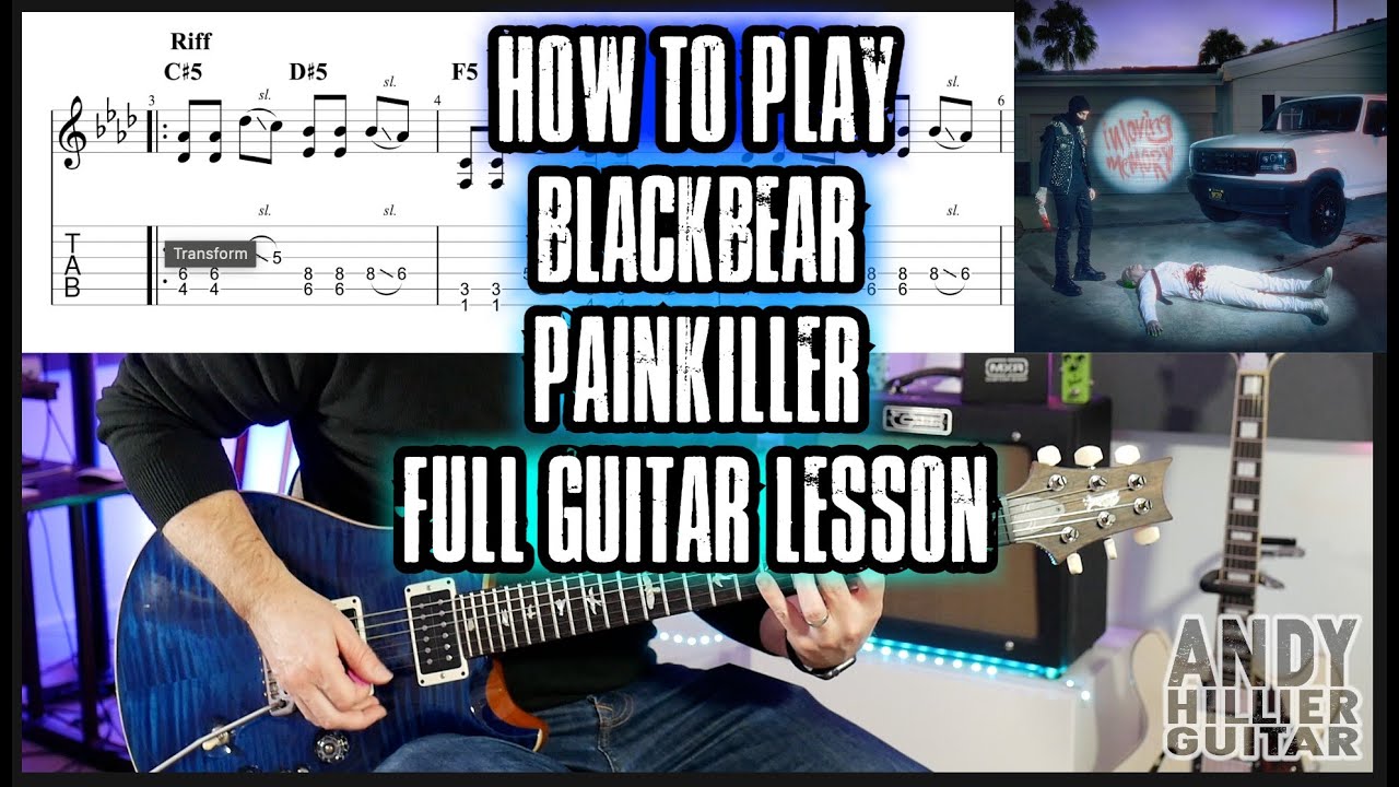 How to play blackbear - painkiller Guitar Tutorial (Full Song)