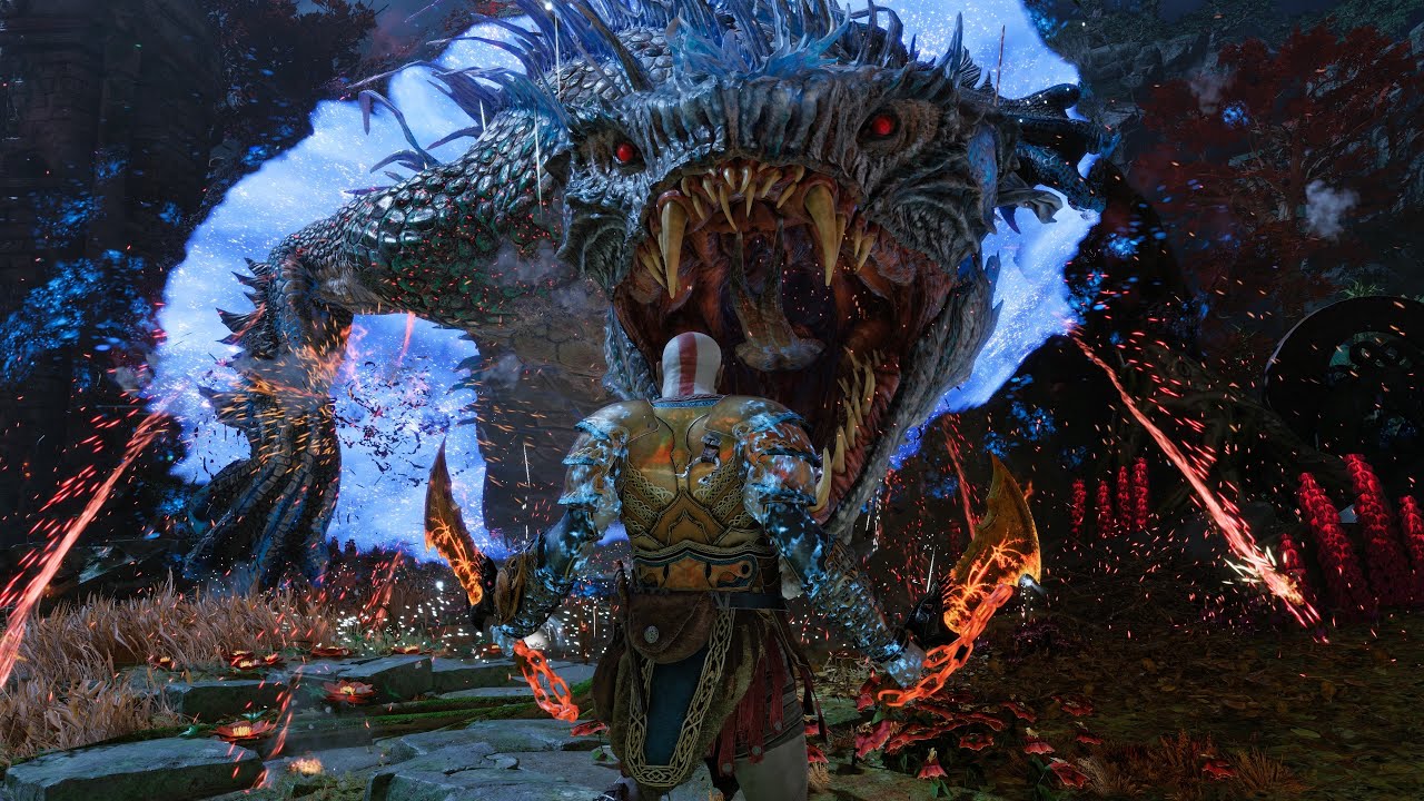 Young Kratos Uses Tech To Kill The Dragon Of Yggdrasil