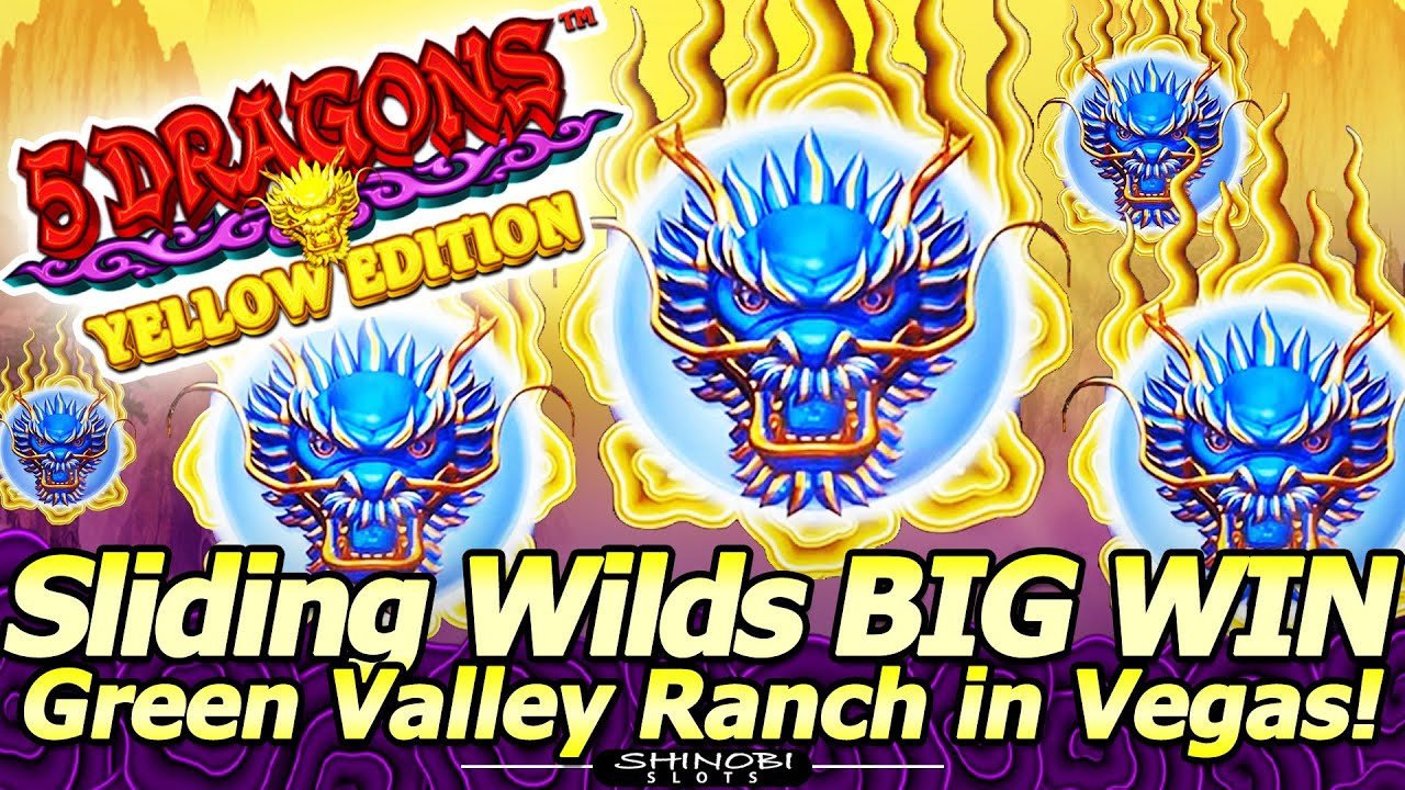 NEW 5 Dragons Yellow Edition Slot Machine! Sliding Wilds Free Games BIG WIN Bonus!
