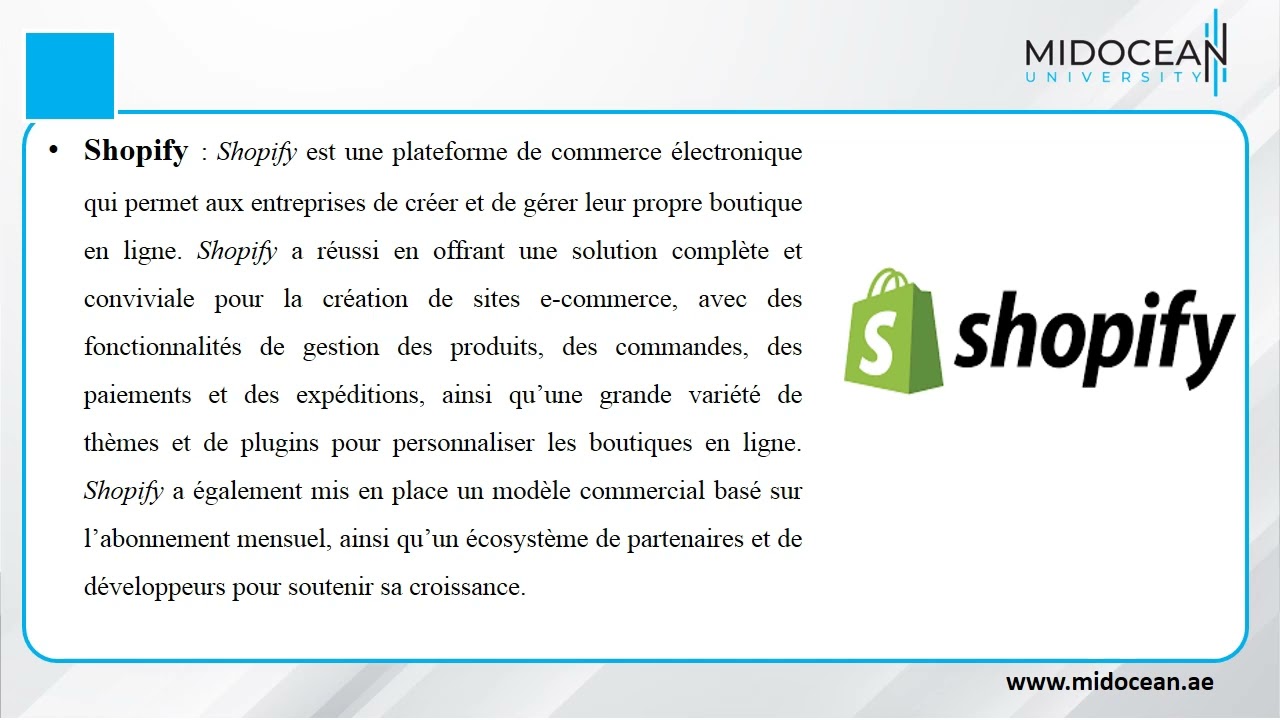 Commerce électronique _ le cours 9 _ Études de cas sur Ecommerce  _Midocean University
