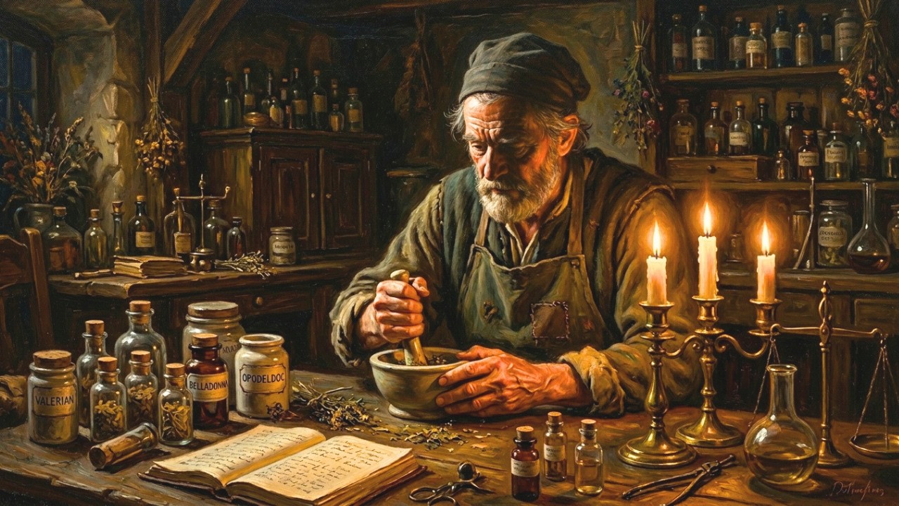 The Alchemist's Pharmacy | Prague 1875 | Visual Poem | Art in Motion