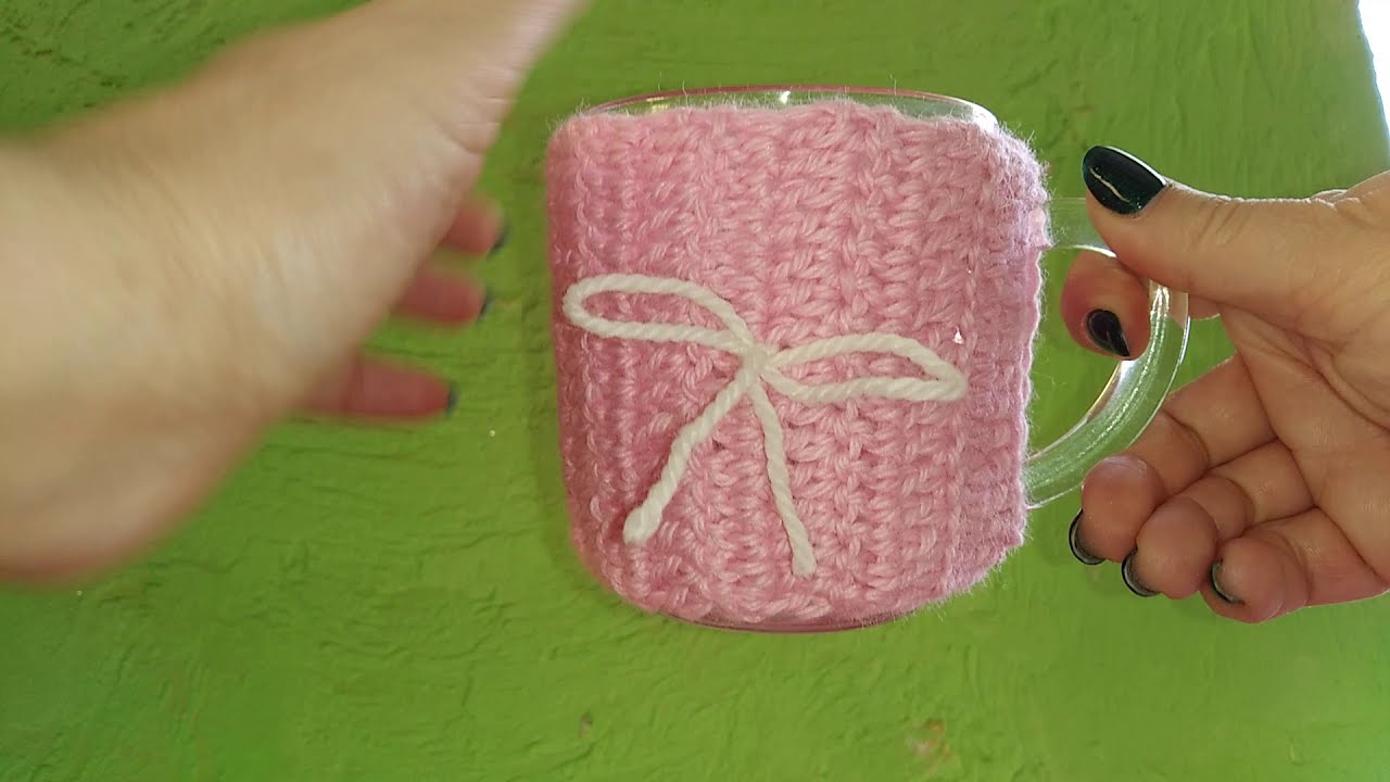 Чехол для чашки крючком. Быстро, просто и красиво.