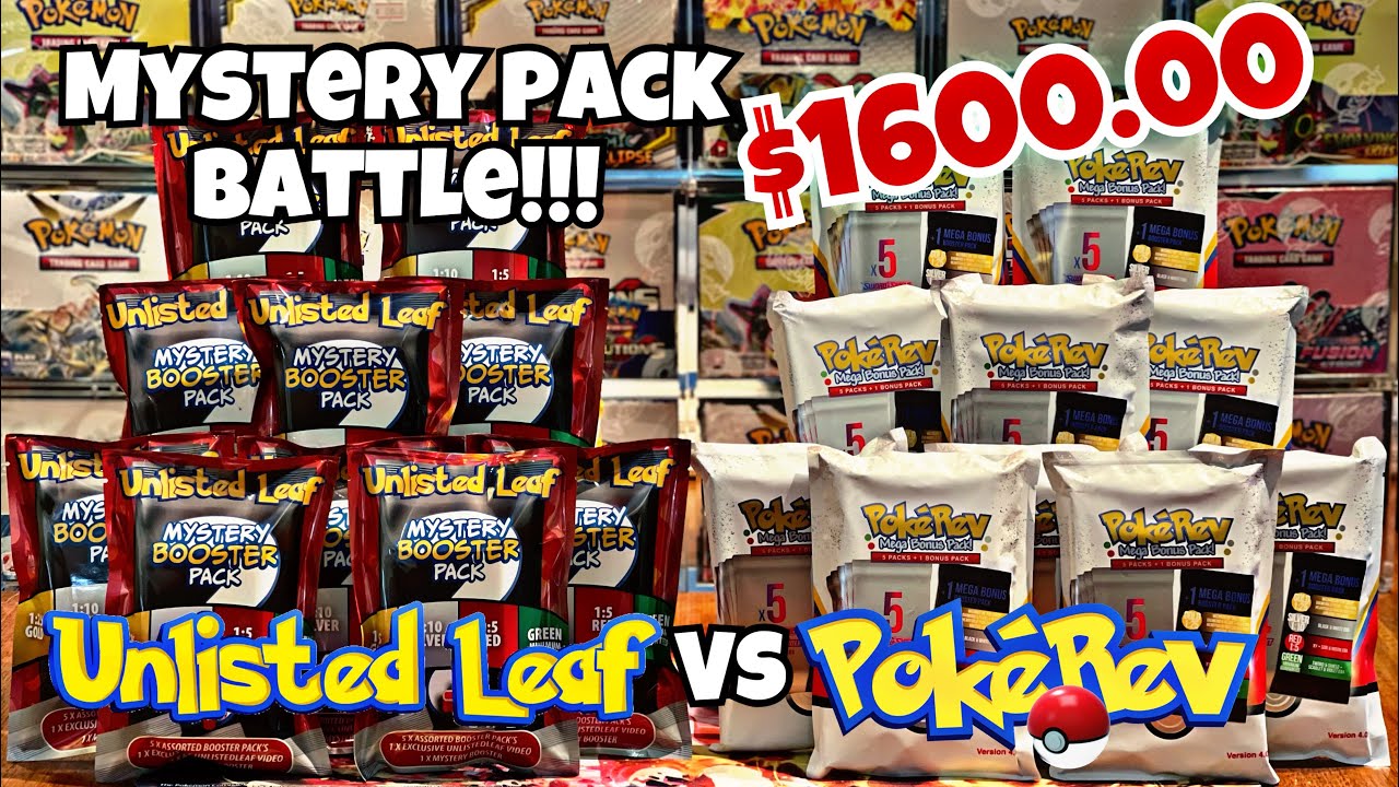 $1600 PokeRev VS Unlisted Leaf MYSTERY pack BATTLE! Round 1 - Can we pull GOLD? #pokemon #reaction