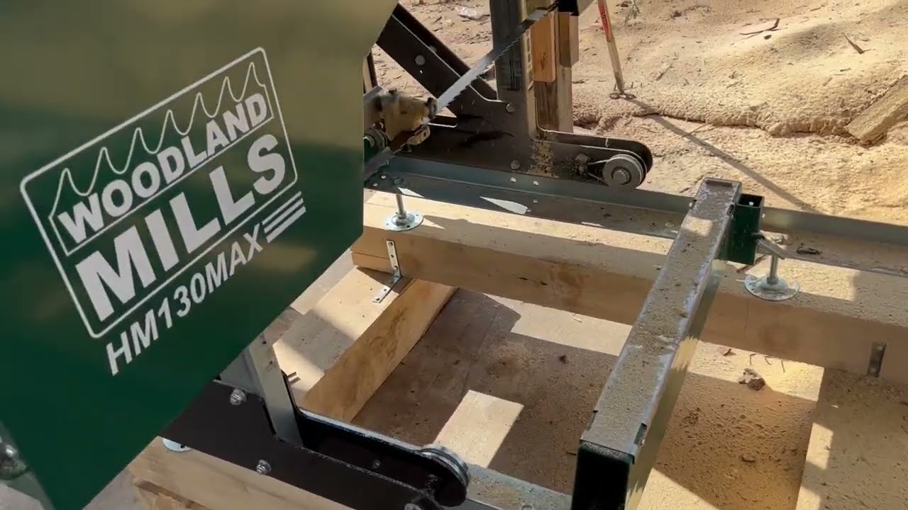 Sawing a pine log on manual bandsaw sawmill!