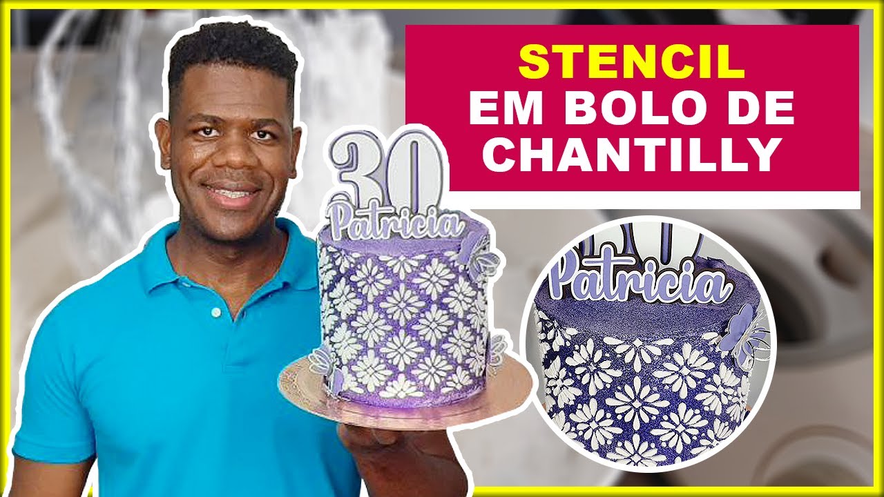COMO USAR STENCIL EM BOLO DE CHANTILLY PASSO A PASSO