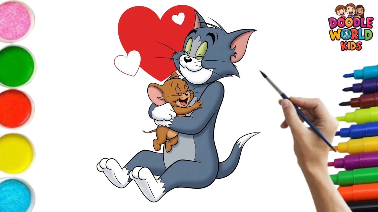 How to Draw Tom And Jerry | Easy Cartoon Drawing for Kids 🖍️ | Fun Coloring & Nursery Rhymes