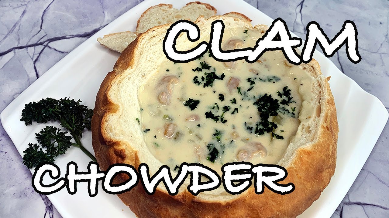 New England Clam Chowder Bread Bowl Recipe Рецепт Супа Клэм Чаудер С Морепродуктами Суп в Хлебе