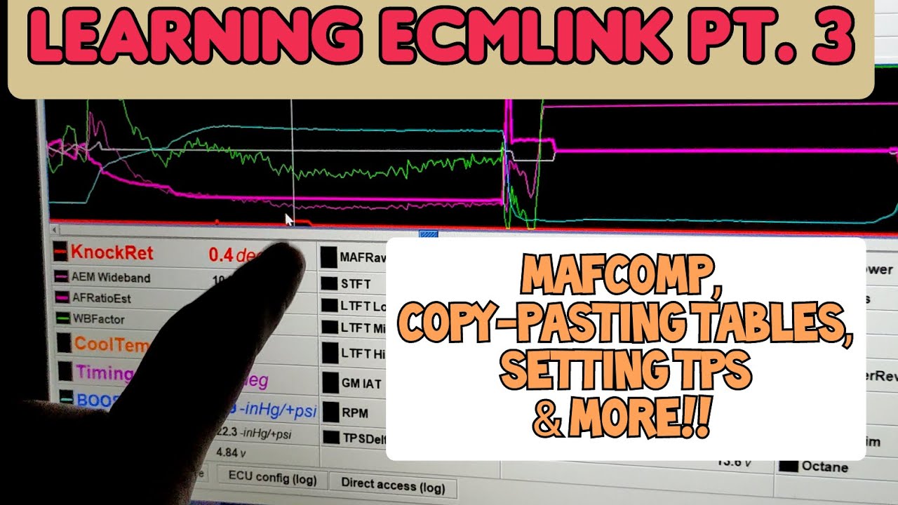 LEARNING ECMLINK V3 (pt.3) using system tools-tps adjust-Evo timing and fuel tables!
