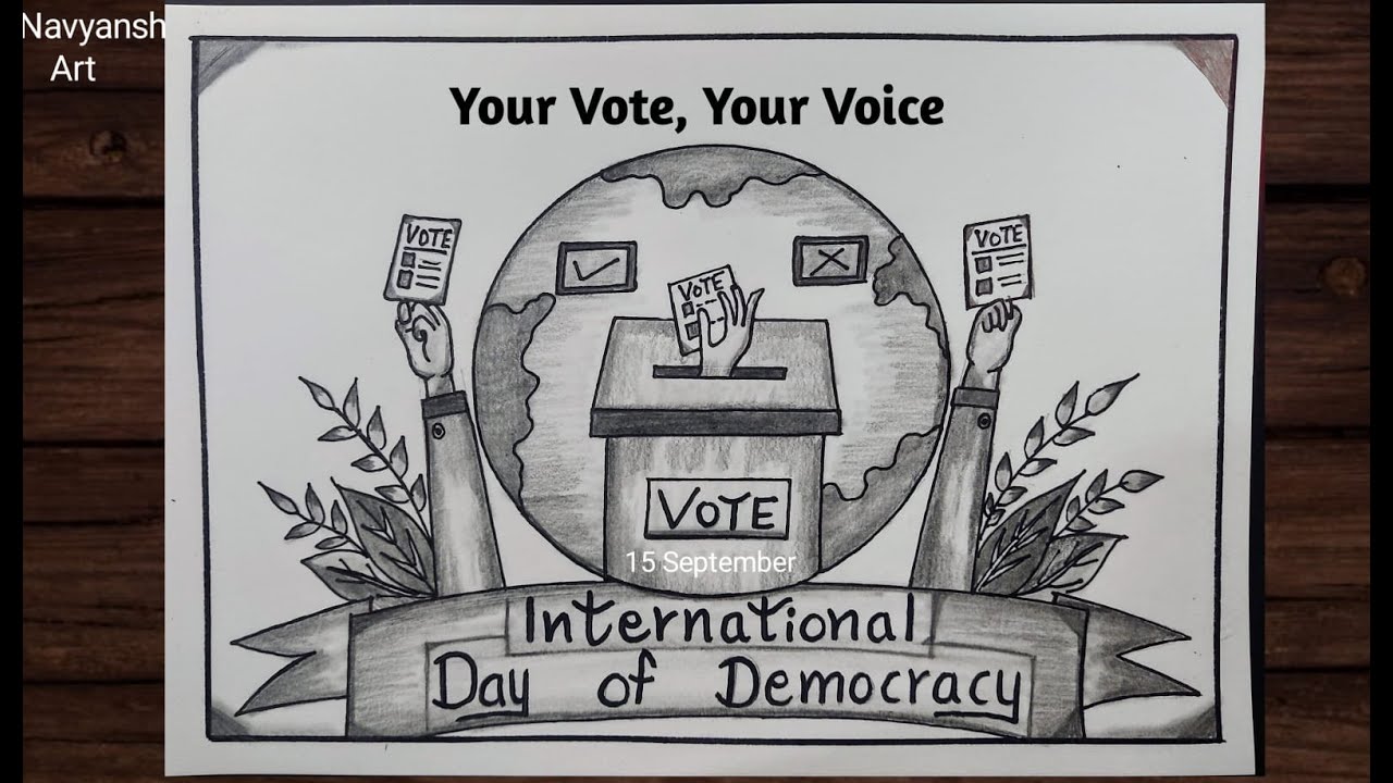International Day of Democracy drawing / Voter awareness poster drawing /Pencil Drawing on Democracy
