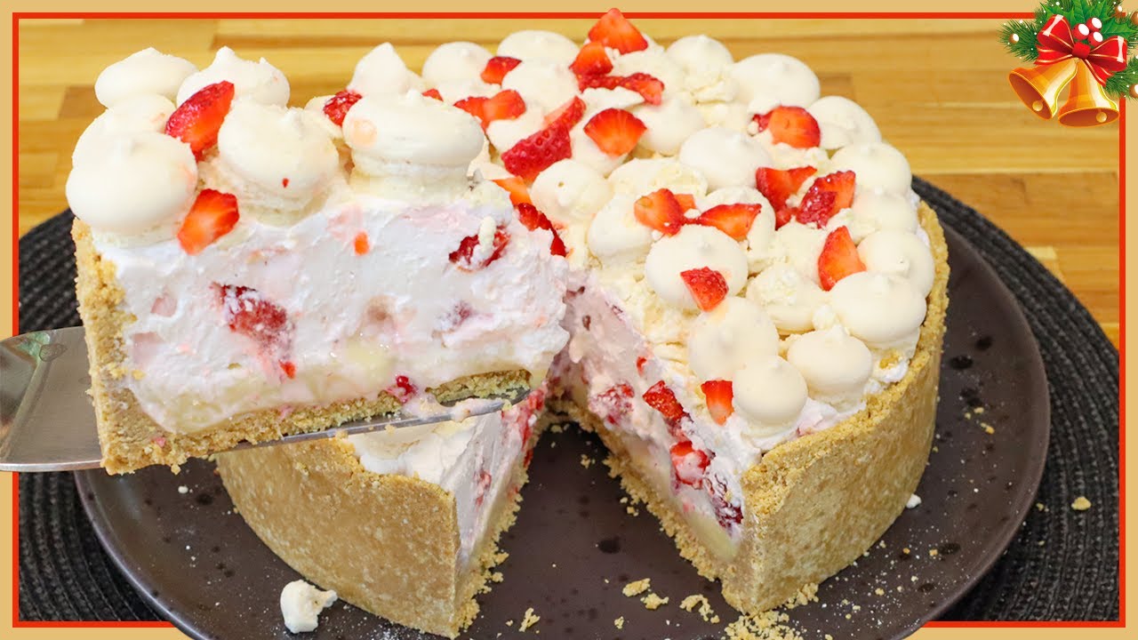 TORTA DE MORANGO DE NATAL OU MORANGOFFE I SIMPLES E DELICIOSA I SOBREMESA DE NATAL