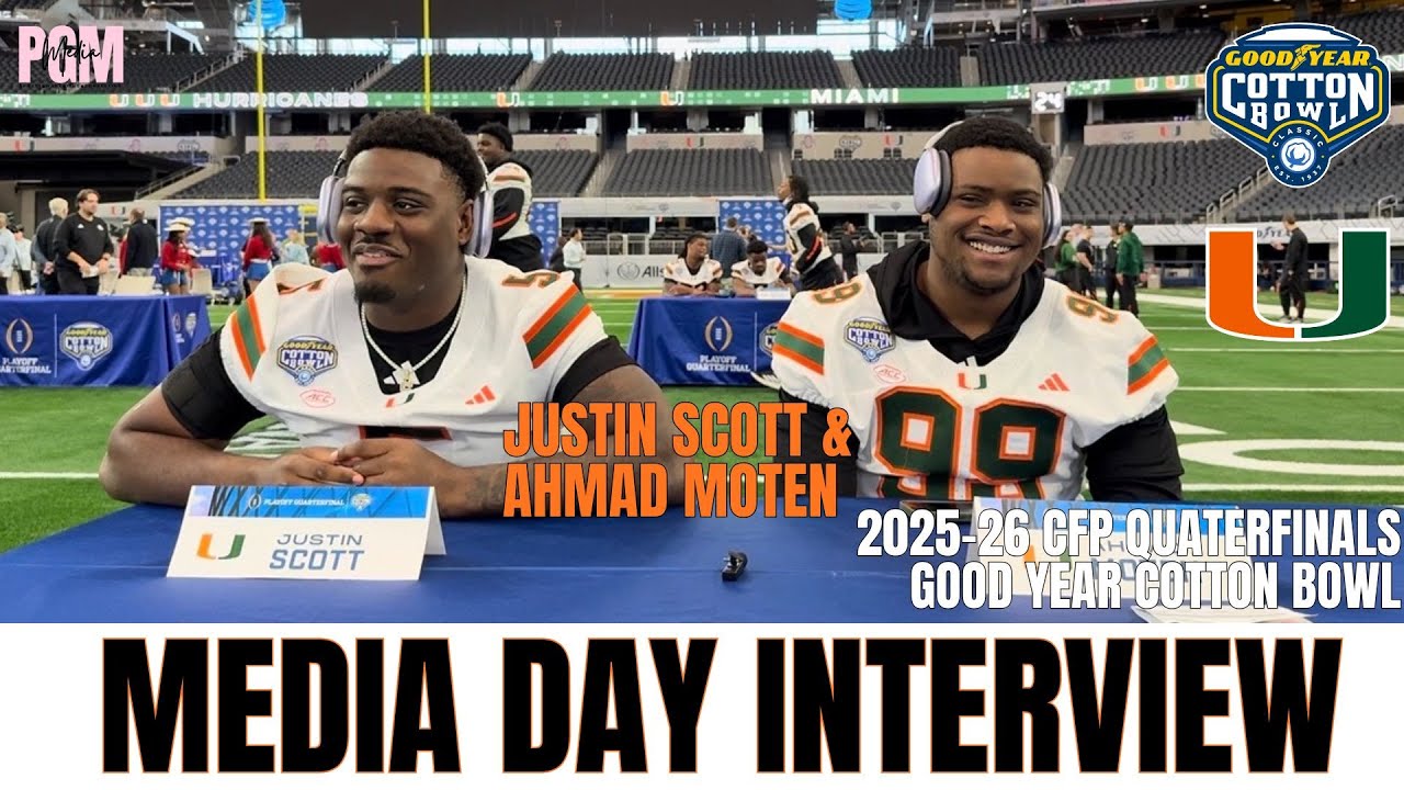 Justin Scott & Ahmad Moten | Miami Hurricanes CFP Cotton Bowl Media Day Interview