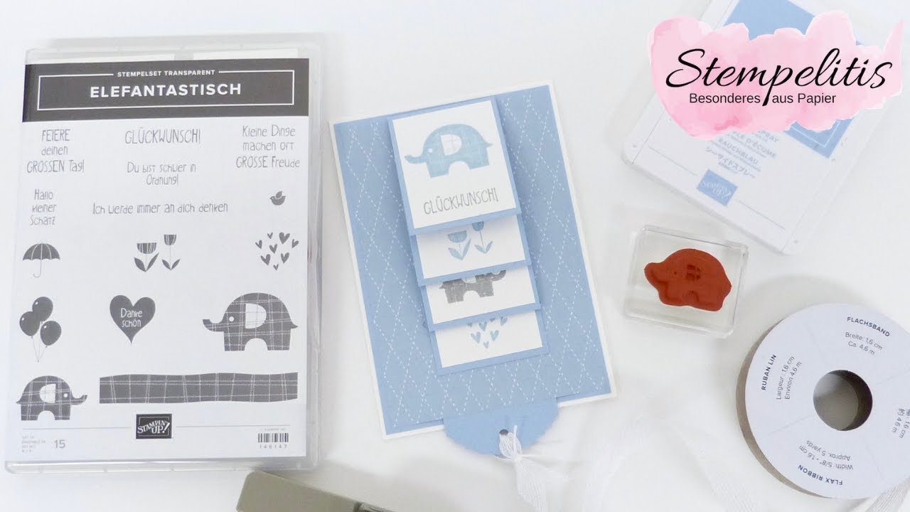 Wasserfallkarte mit Flip-Zieh Technik - Elefantastisch von Stampin' Up! Anleitung von Stempelitis