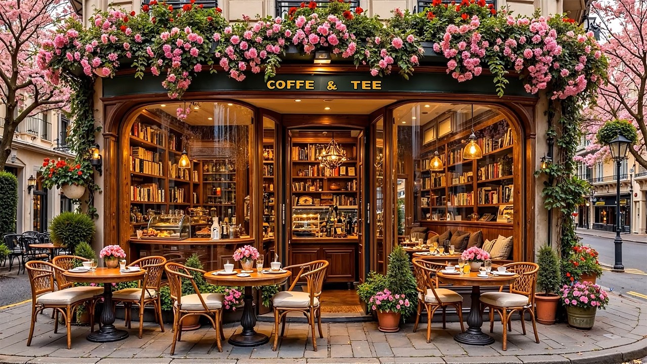 Warm Jazz Café Music ☕ Relaxing Coffee Shop Ambience with Enjoy Spring to Work and Study
